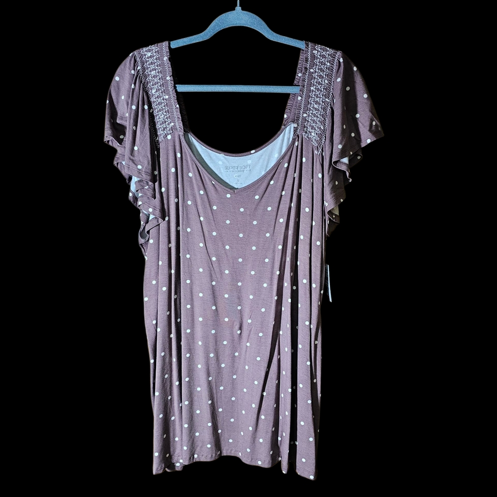Torrid Mauve Polka Dot Short Sleeve Top